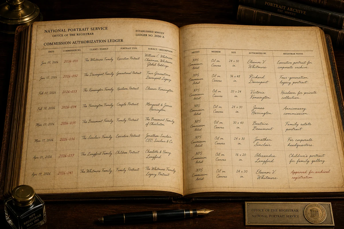 Archive ledger — National Portrait Service